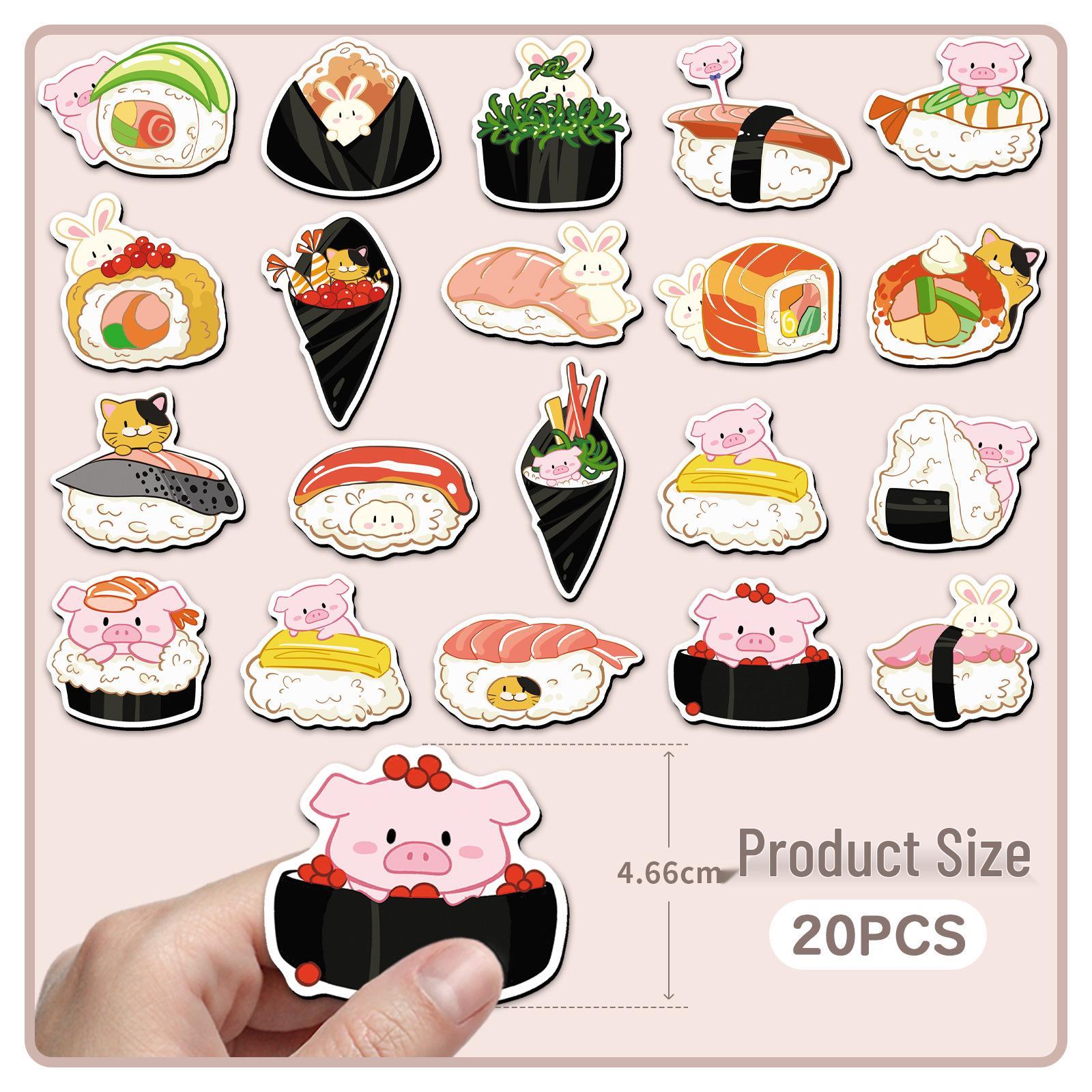 Sushi-Themed Soft Magnetic Refrigerator Magnets - Set of 20
