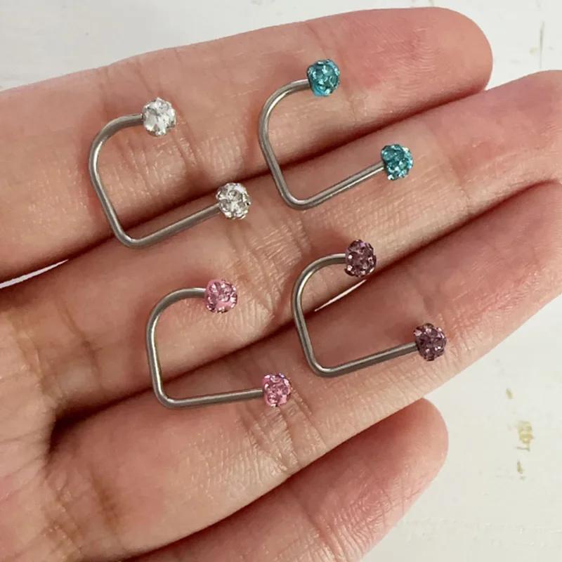 1pc Flash Lip Ring Mudball C Ring Horseshoe Ring Shambhala Synthetic Gems Stainless Steel Piercing Jewelry Lip Nail Lip Jewelry