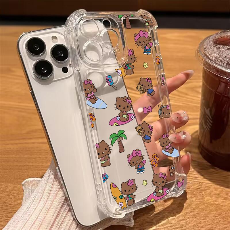 Transparent Hello Kitty Phone Case For Samsung Galaxy S26 Ultra 5G S25 FE Edge S24 S23 S22 Ultra Plus A57 5G Shockproof Cover