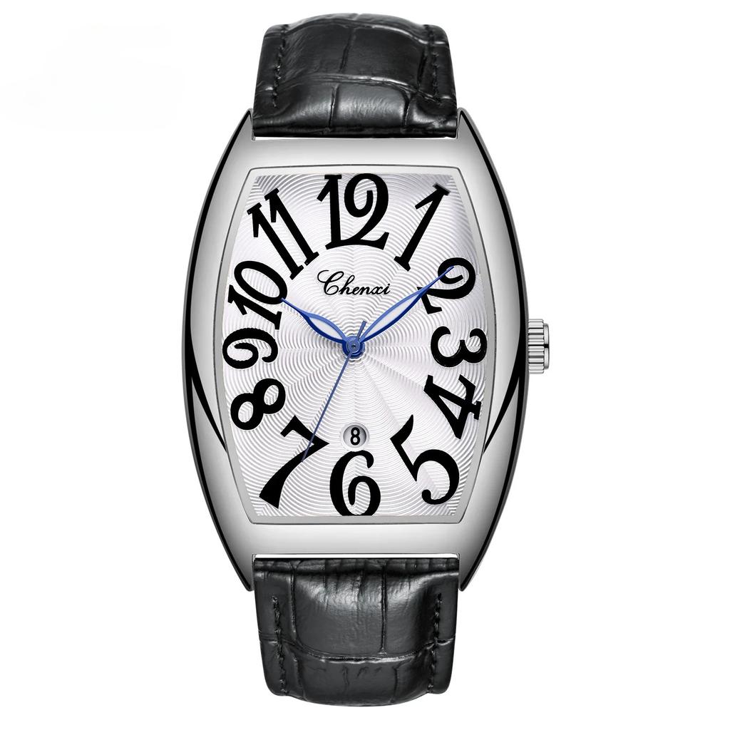 Men Calendar Watch Luminous Business Leather Strap Quartz Wristwatch