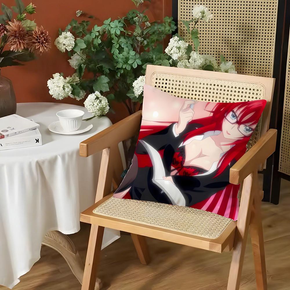 Anime SSchool DxD Cushion Cover Silky Short Plush Invisible Zipper Dustproof Sofa Pillow Case for Home Decor