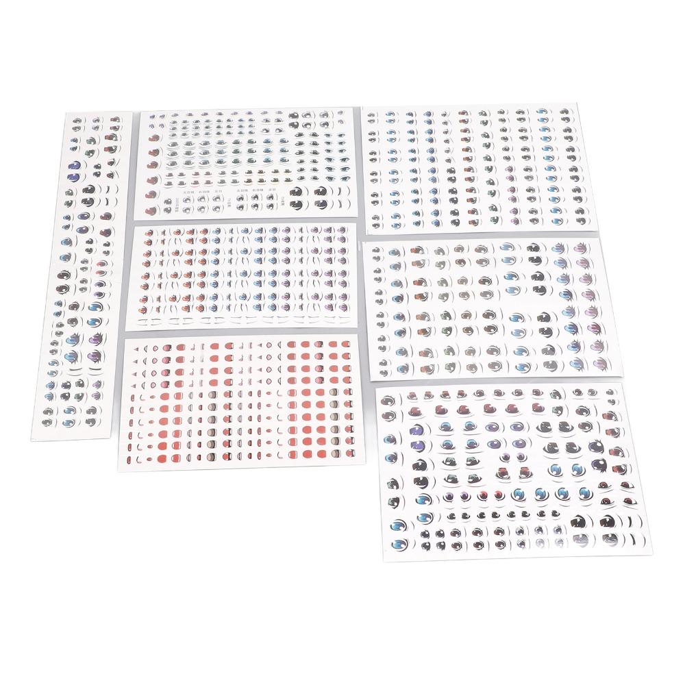 7pcs Colorful Doll Eye Paster Water Decals Doll Mouth Stickers Doll Eyes Stickers  Resin Projects