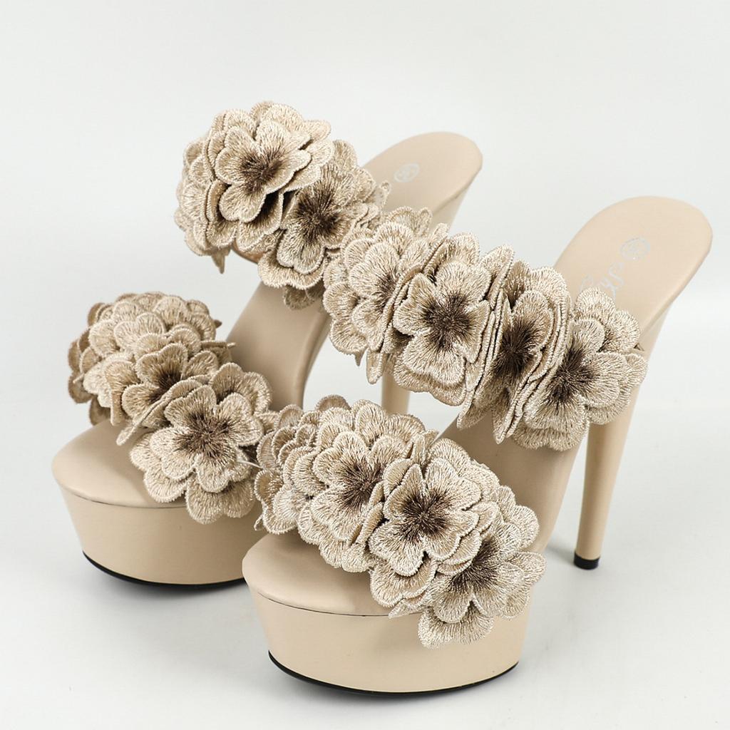Fashion 15cm Stiletto Heel Wedding Shoes with Crystal Embellishment - Waterproof Platform Sandals for Bridal & Evening Event