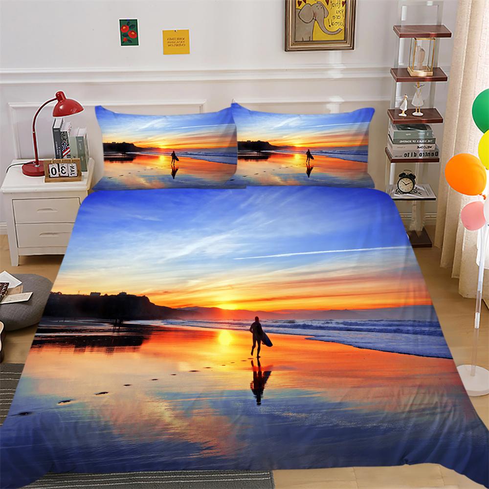 3D Scenery Printing Bed Set Cover Twin Size Polyester Soft Bedspreads Woman High Ranking Home Bedclothes