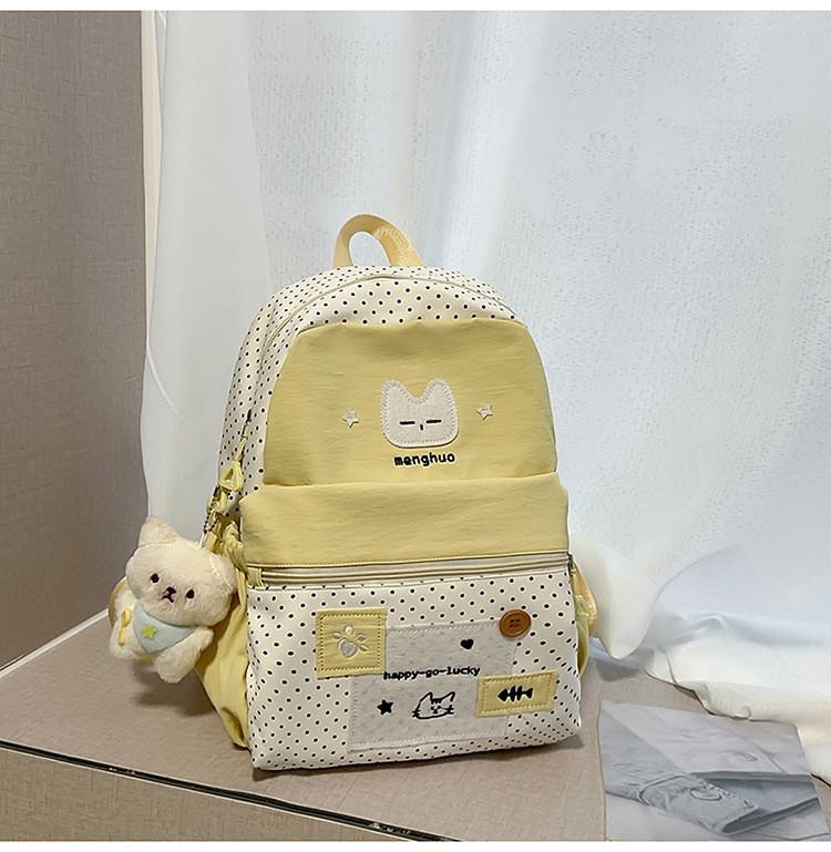Süßer Katzen-Punkt-Rucksack Für High-School-Mädchen Nylon-Schultasche