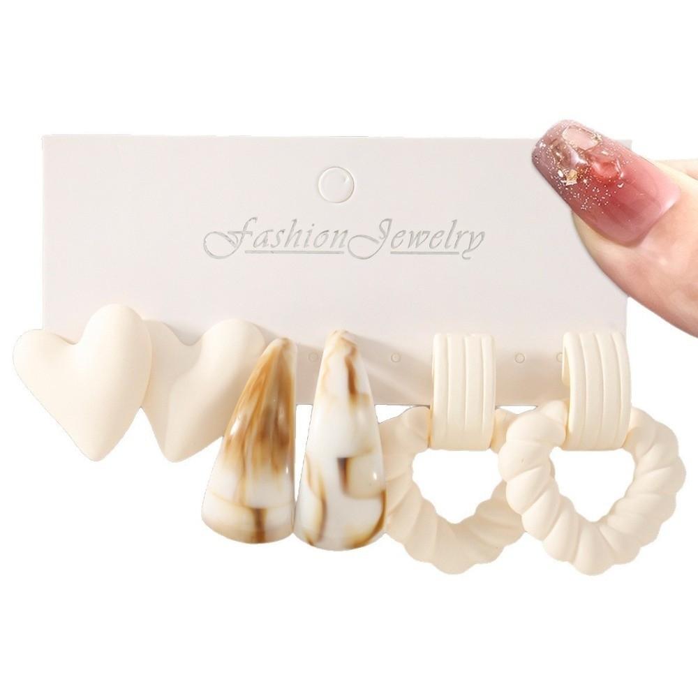 3 Pairs Sweet Women's Earrings Heart Shaped Jewelry Accessories Gift  Daily Dressing and Party