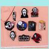 Unique And Spooky Halloween Themed Metal Badge Set With Skull Designs For Fun Decoration