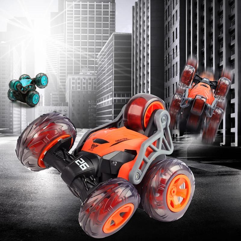 2.4G Remote Control Stunt Car with Lights 5 Wheels 360 Degree Roll Stunt Cars RC Tumbling Vehicle Kids Racing Cars Children Toy