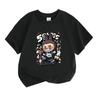 Kids Boys Girls 100% Cotton Crew Neck Short Sleeve T-Shirt, Cute Cartoon Bunny Skateboarding Printed Casual Soft Breathable Tee Children Daily Wear