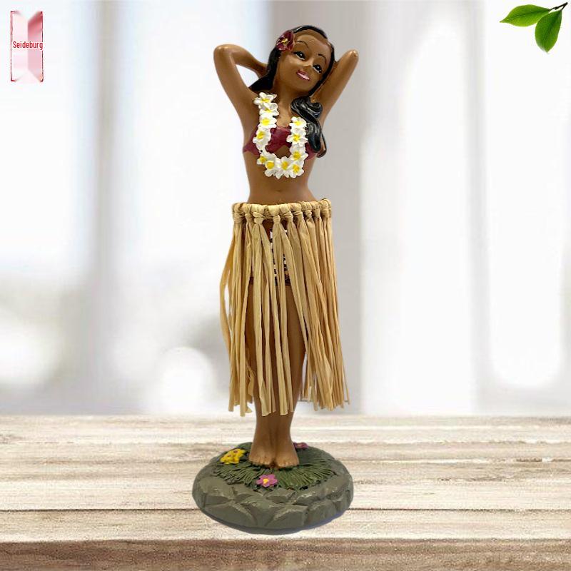 Customizable Hawaiian Hula Girl Dashboard Ornament Doll