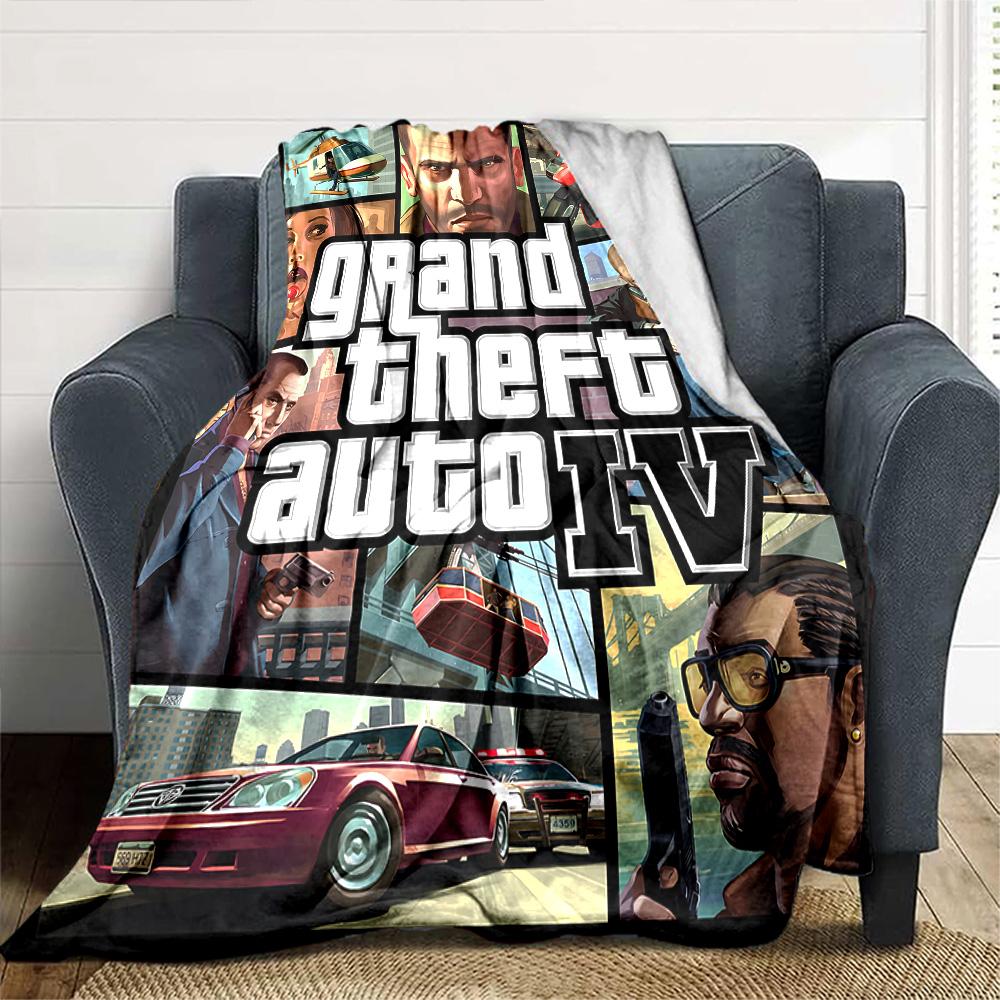 Grand Theft Auto Iv Flannel Blanket Super Soft Warm Cozy Blanket for Sofa Bed Office Travel All‑Season Home Decor Gift