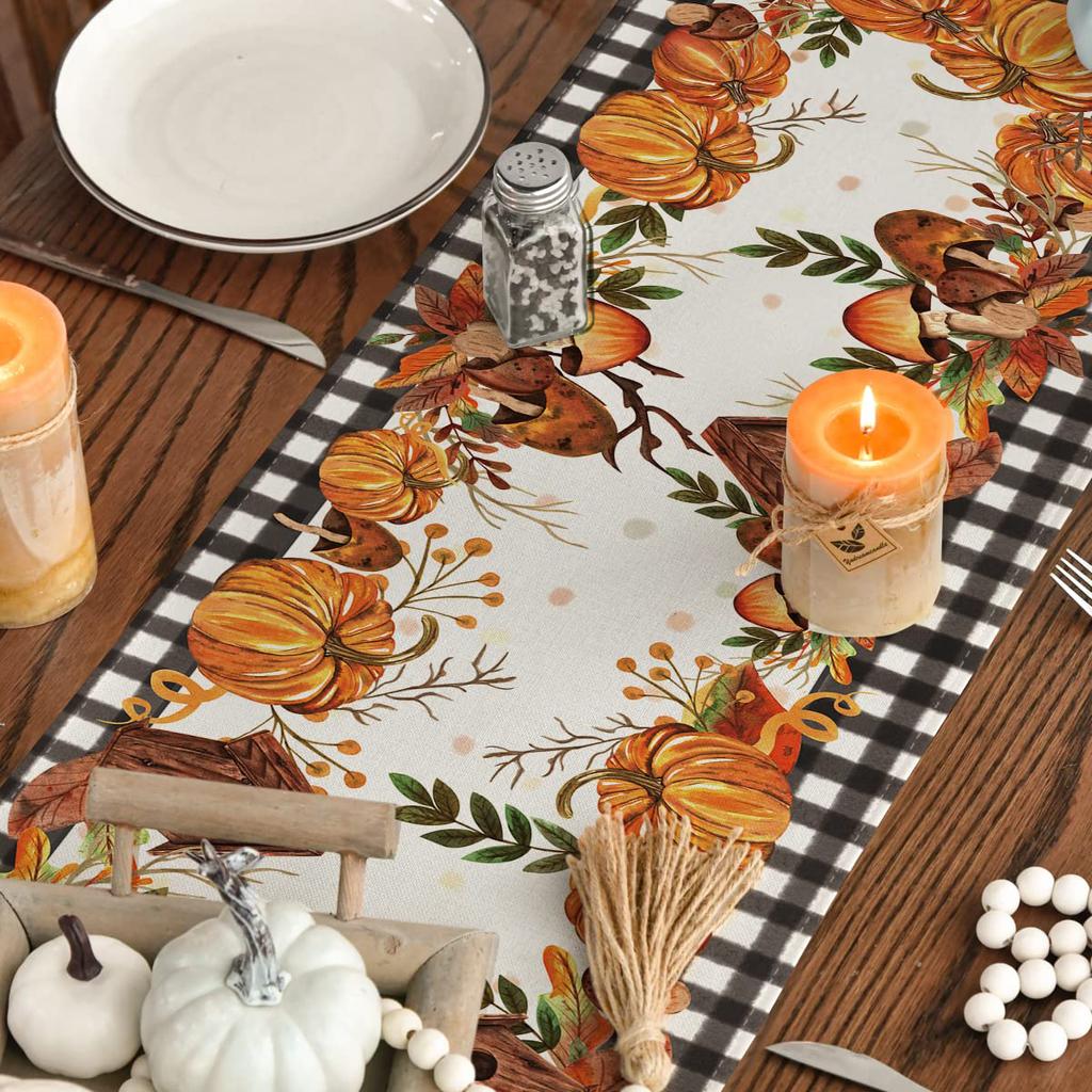 Halloween Party Linen Table Runner Happy Halloween Decoration For Home Kids Trick Or Treat Pumpkin Bat Horror Party Supplies