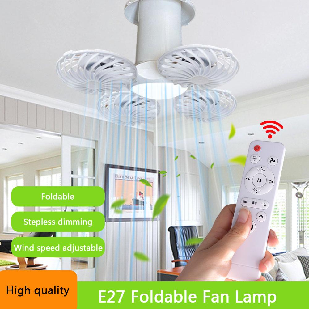 2 In 1 LED Ceiling Fan Light 3 Lighting Modes Foldable Fan Lamp Electric Cordless Fan  Office