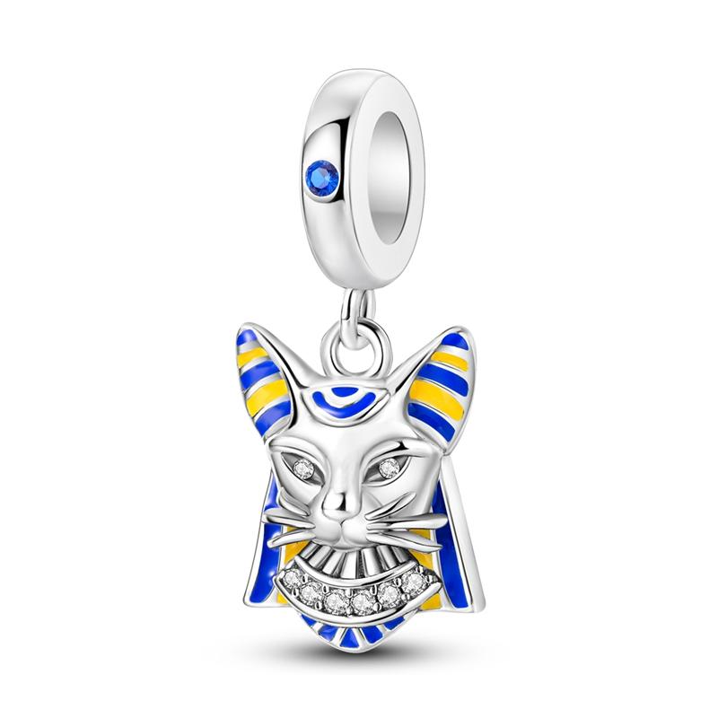 925 Silver Color Pharaoh Pyramid Spider Evil Eye Bastet Charms Beads Fit Diy 925 Original Bracelets Fine DIY Party Jewelry