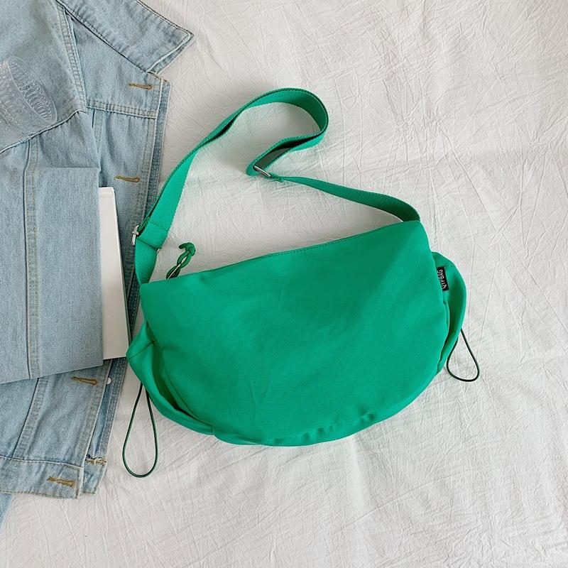 Casual Solid Color Small Bag Women's 2025 New Trendy Autumn Fashion Nylon Cloth Tote Bag Fashion Shoulder Messenger Bag