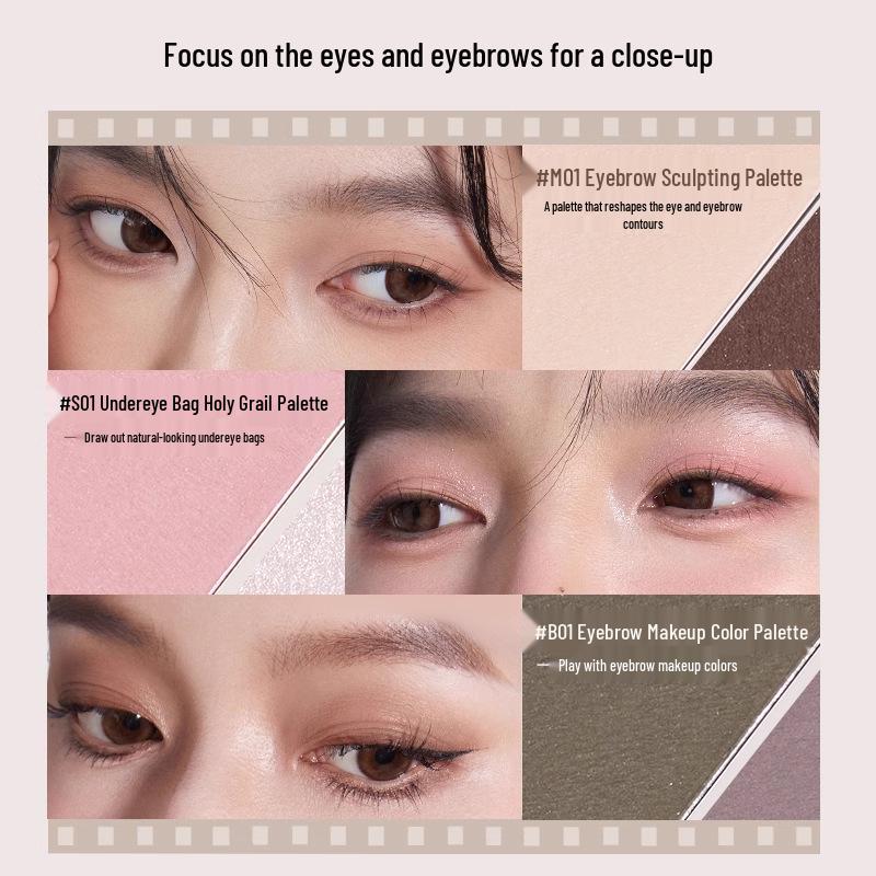 Paletă Judydoll 2-în-1 pentru Sprâncene și Fard de Ochi cu Contur, Iluminator și Iluminator pentru Zona de Sub Ochi