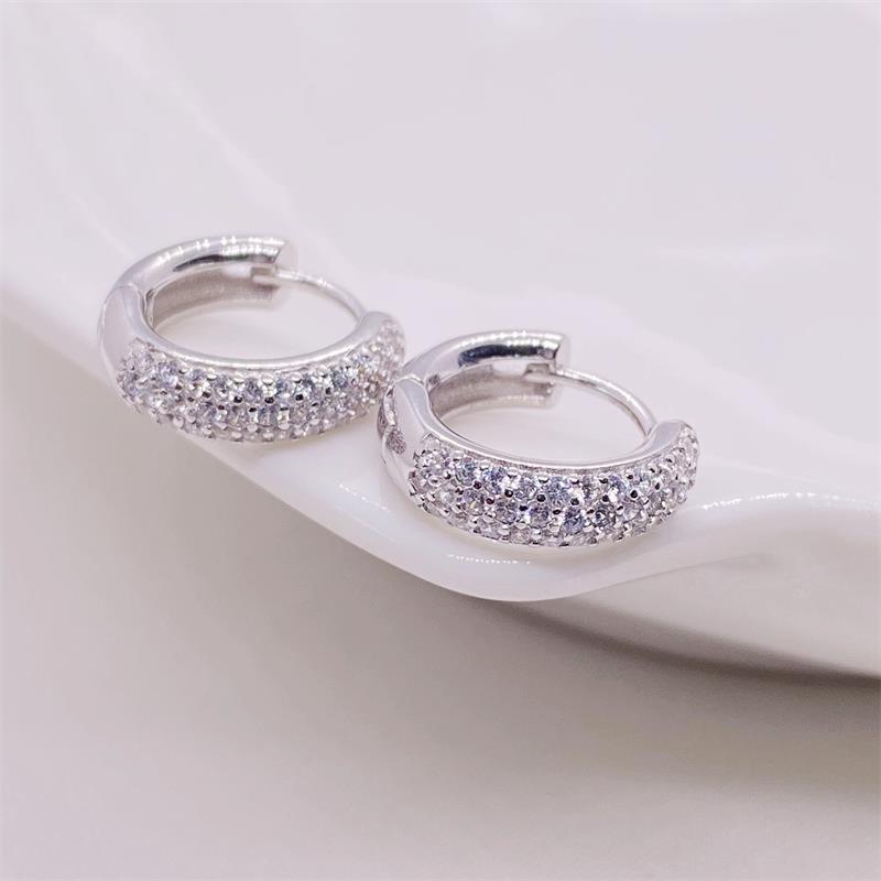 

Классические серьги-пусеты из стерлингового серебра S925 с позолотой, с цирконами в три ряда Full 925 Sterling Silver