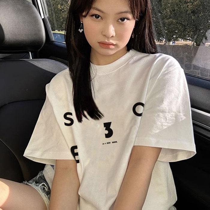 Ladies Summer Short Sleeve Round Collar Casual Letter Printed Teenager Pullover Oversize Cotton T Shirt Top