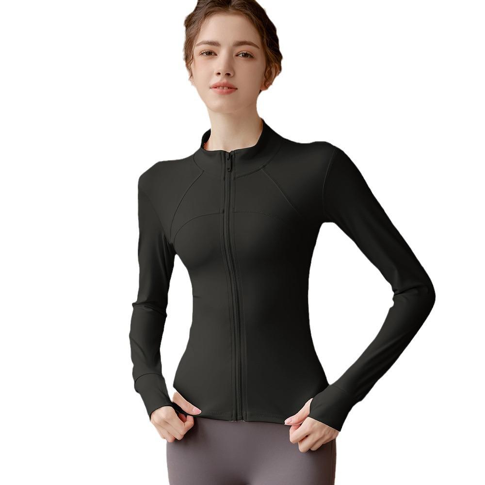 Women's Slim Fit Zip-Up Long Sleeve Yoga Top for Running & Fitness