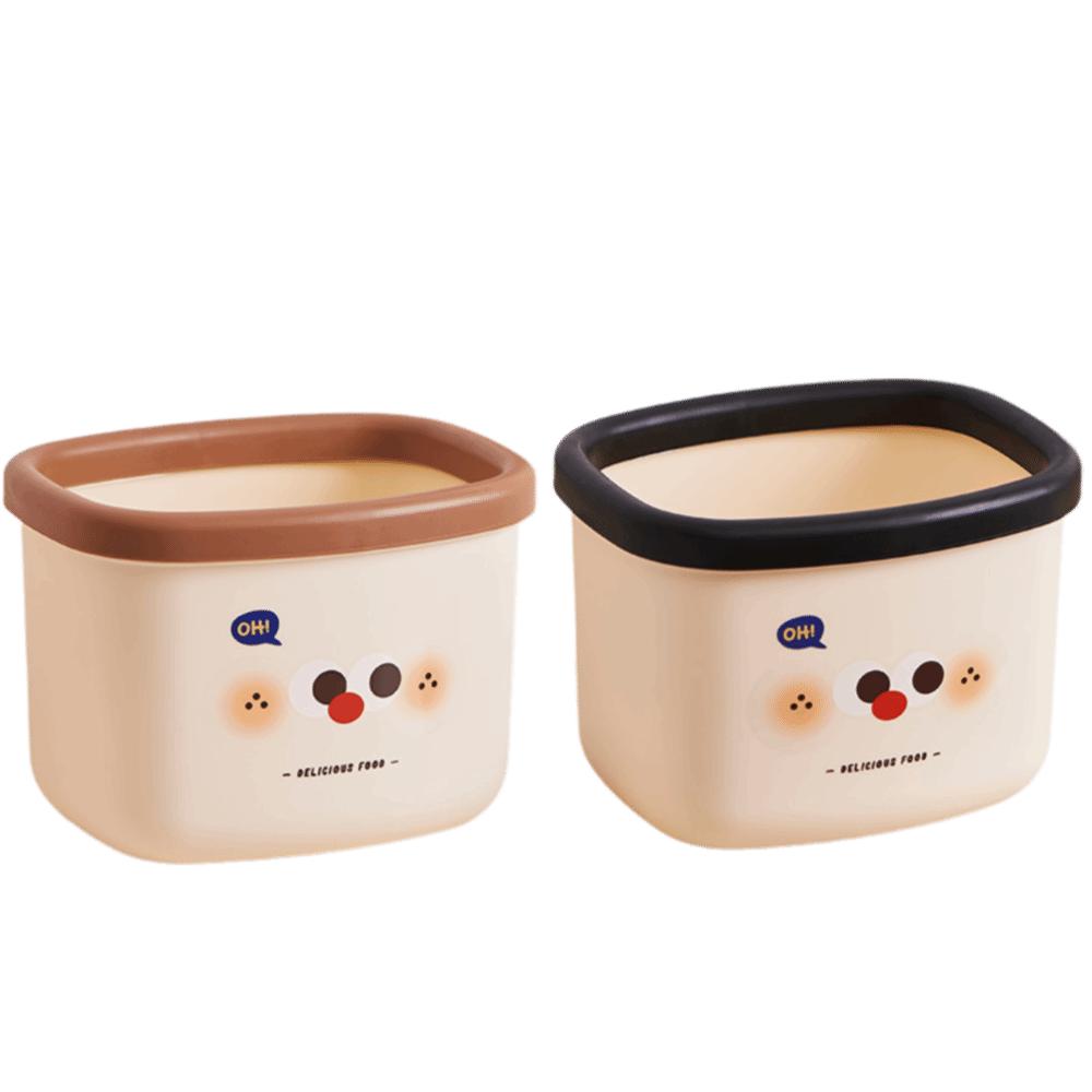 Pen Holder Storage Bin Cartoon Design Plastic Storage Bucket Desktop Trash Can  Bedroom Storage Style 2 коричневый