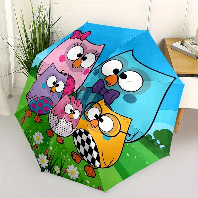 1pc Owl Family Themed High-quality Umbrella,Automatic Opening and Closing Umbrella,Multi-functional Umbrella G0811332