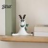 Knitted Scarf Deer Scarf Cute Minimalist Reindeer Resin Decor Nordic Figurine with Healing Statue Matte White Animals Mini Animal