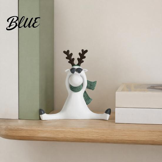Knitted Scarf Deer Scarf Cute Minimalist Reindeer Resin Decor Nordic Figurine with Healing Statue Matte White Animals Mini Animal