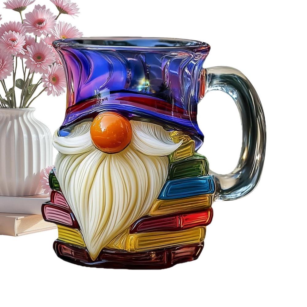 Coffee Cup 3D Gnome Book Hand-painted Ceramic Drinking Mug Fun Tea Cup for Family Friends Beverages Birthdays Home Indoor Travel