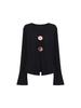 In Stock Women's Black V-Neck Slim Fit Long Sleeve T-Shirt Camisole Dress - Xiao Qi Qing Inspired by Dilireba Style