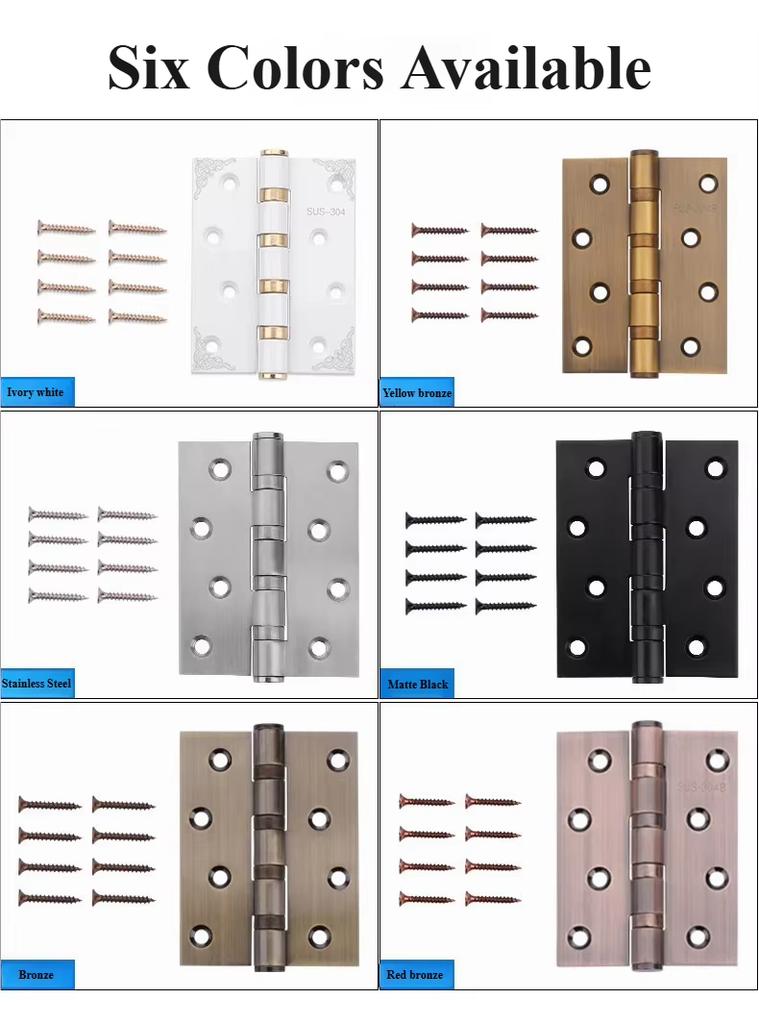 Silberne 304 Edelstahl-Stumpfbänder 3/4/5 Zoll Modernes Design Rostfrei Umweltfreundlich für Küche Esszimmer Wohnzimmer Holztüren