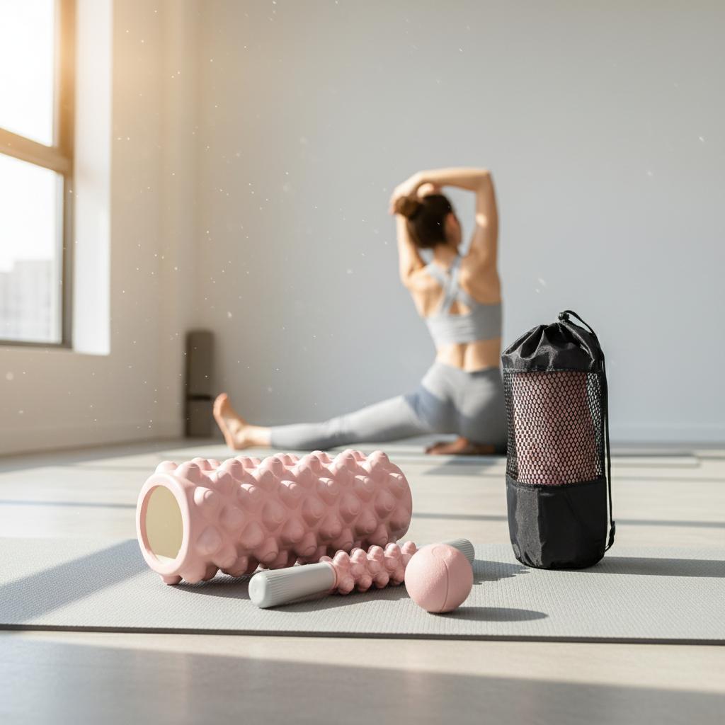 33cm Hollow Foam Roller Set With Bumpy Nodules Includes Massage Stick And Myofascial Ball For Yoga Pilates Recovery