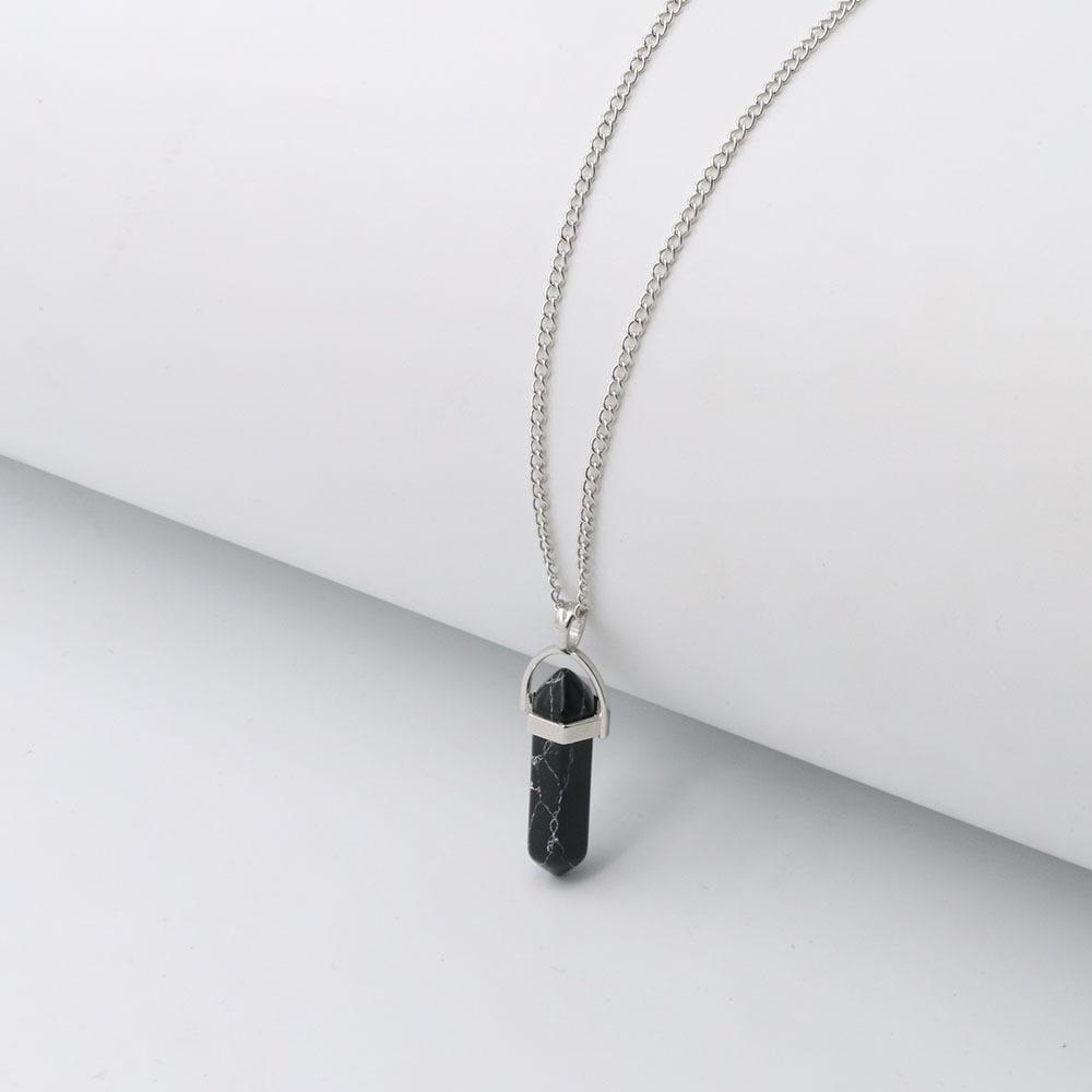 Hexagonal Pyramid Pendant Clavicle Chain Necklace