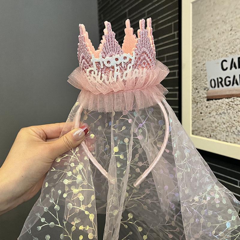 

Винтажная кружевная фата-бант, диадема со стразами, повязка на голову для девочек