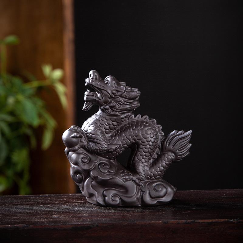Purple Clay Zodiac Animal Horse Tea Pet Ornament – Cute, Creative Tea Table Dragon Mascot Decoration