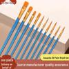 10-Piece Art Brush Set: Pearlescent Blue Chalk & Watercolor Tempera Acrylic Oil Paintbrushes