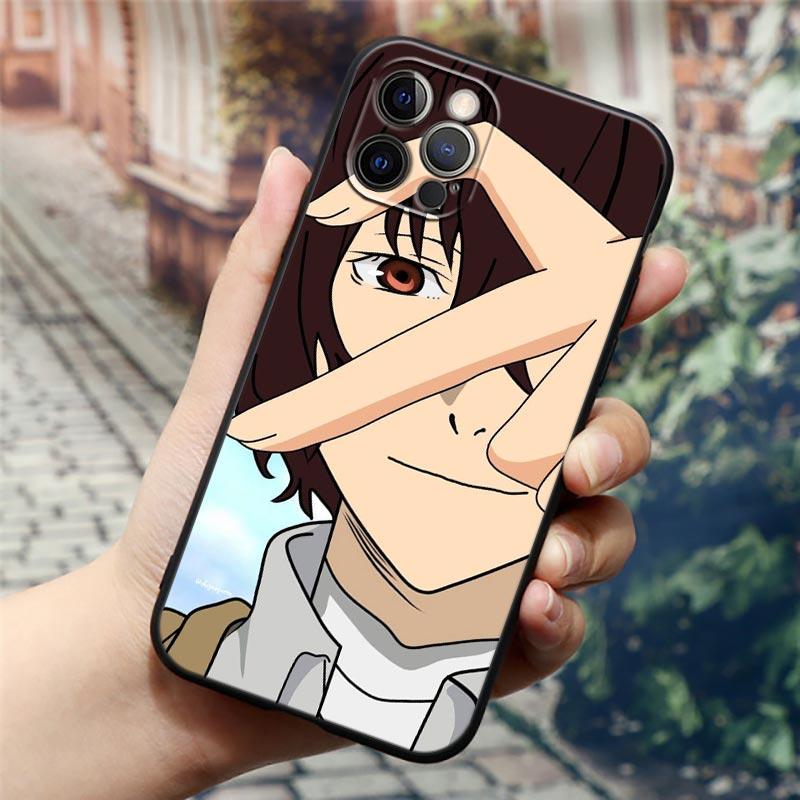 Pouzdro na telefon Cartoon Anime Bungou Stray Dogs Dazai Osamu pro iPhone14 13 12 11 Pro Max 8 7 SE XR XS Plus Černý měkký silikonový kryt