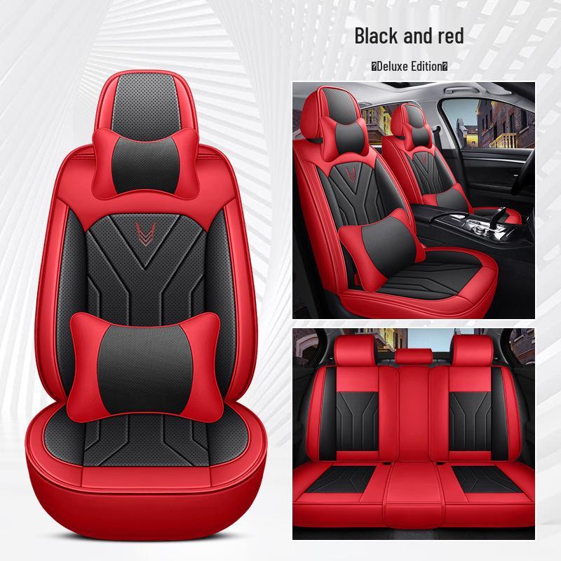 Universal Nappa Leather Car Seat Cushion and Cover - All-Season Full Surround Design