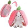 Rabbit Muppet Toys, 2023 New Strawberry/Carrot Bunny Plush, Reversible Carrot Strawberry Plush Cute Bunny Plushie