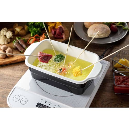 Takagi Metal Enamel Deep Fryer/Tempura Pan, Square, 28.3 X 16.1 X 8.7 Cm, Black, Maximum Oil Capacity: Approx. 1.0 L, Ideal for Longer Foods, Small, C