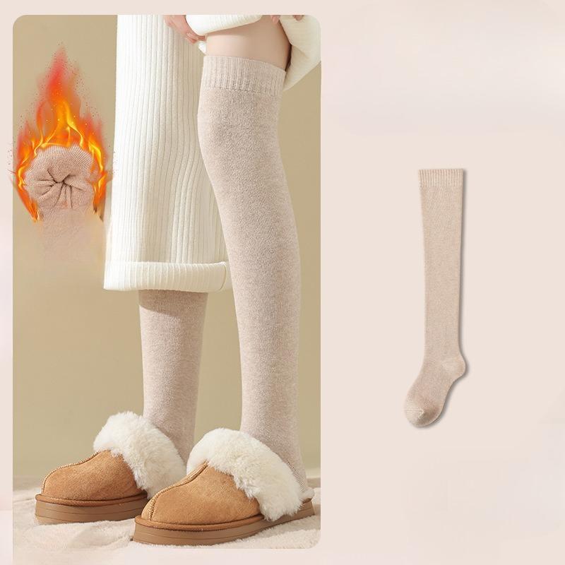 Cashmere Knee-high Women's Autumn and Winter Socks with Thickened Fleece and Anti-slip High-top Warm Loops