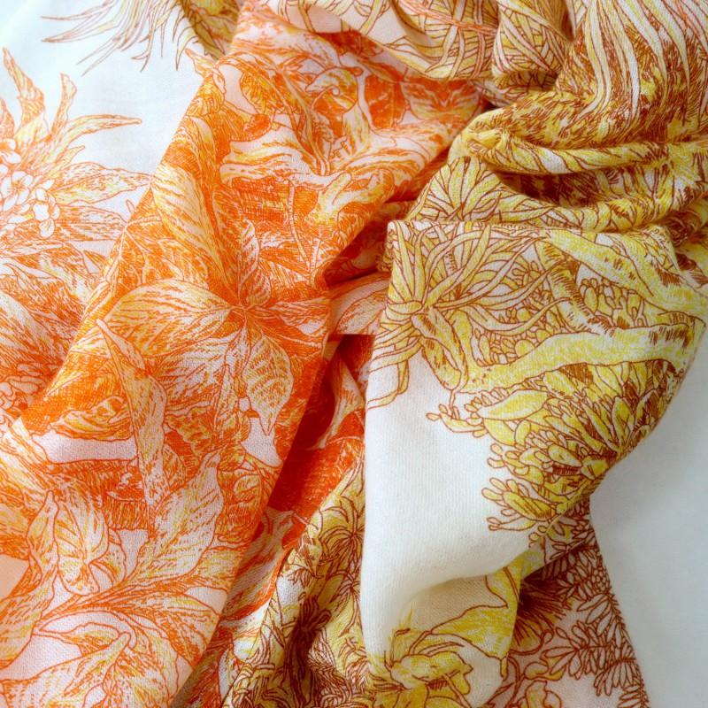 Unisex Wool Scarf 100% Floral Print Soft Warm Winter Shawl