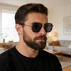 Heren Semi-metalen Oversized Vierkante Zonnebril TR90 Gepolariseerd Mode Retro Bril