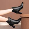 Botki damskie women cool wysokiej jakości czarne komfortowe wiosenno-jesienne botki damskie casualowe eleganckie buty na obcasie ab697