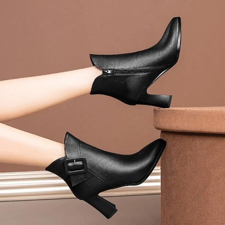 Botki damskie women cool wysokiej jakości czarne komfortowe wiosenno-jesienne botki damskie casualowe eleganckie buty na obcasie ab697
