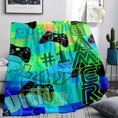 1Pc Gamepad Print Flannel Blanket, High Quality Comfortable for All Seasons, Home Decor, Warmth and Comfort, Perfect for Christmas Gifts