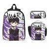 3 Stück Omori Lustige Videospiele Rucksack Set für Kinder Federmäppchen Schultaschen Sets mit Brotdose Für Schulkinder Tagesrucksack
