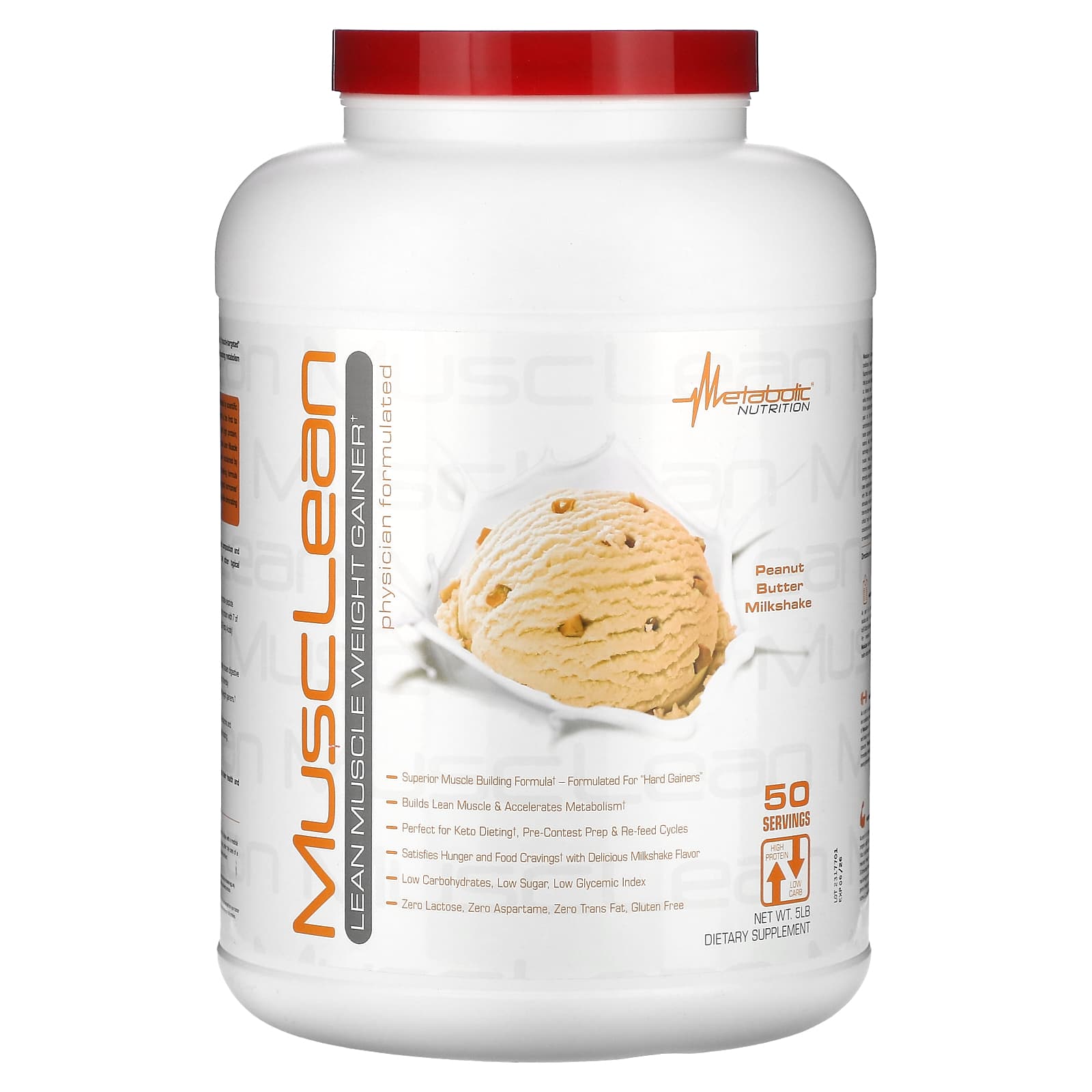 

Musclelean, Lean Muscle Mass Gain, Peanut Butter Milkshake, 5Lb
