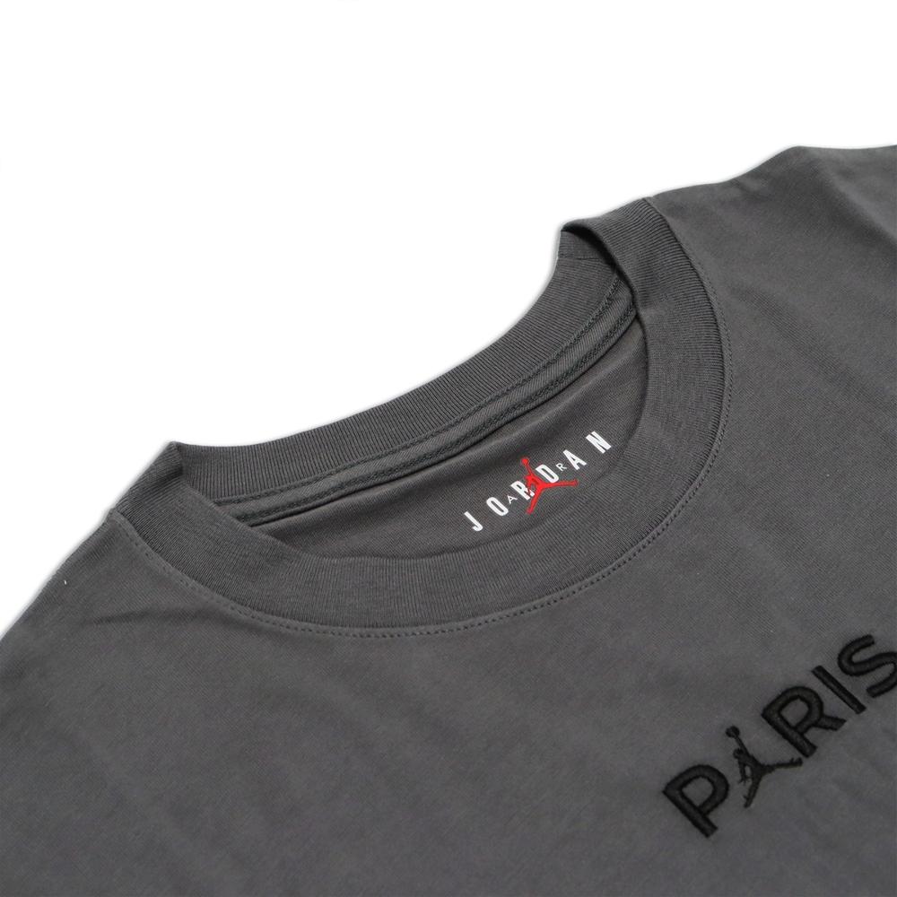 Jordan T-shirt Girocollo Manica Corta Ricamo Lettere Tinta Unita Paris Saint-Germain Donna Top Grigio Scuro DZ3261-068
