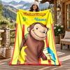 Curioso George Custom Name Flannel Blanket Personalized Soft Warm Plush Throw Blanket Customized Gift for Family Friends