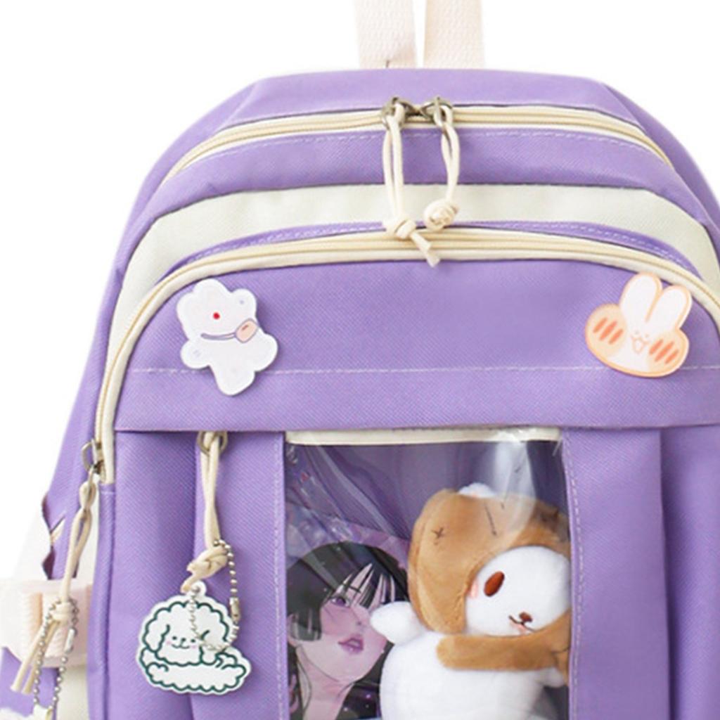 5 stk Ryggsekksett Student Søt Skoleryggsekk Messenger Bag Skulderveske Penal Håndveske Svart